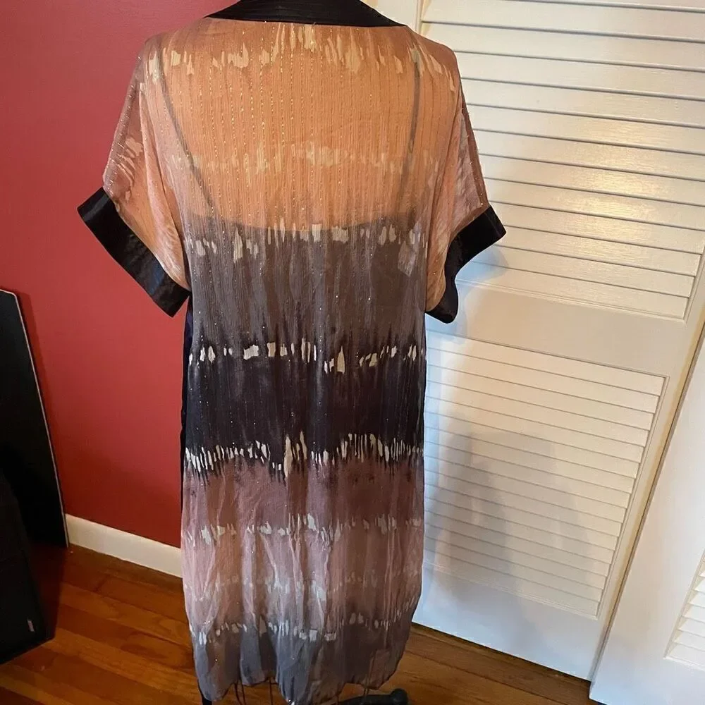 BCBGMAXAZRIA | shimmer silk chiffon cape kimono dress S